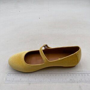 Yellow Mary Jane Flats with Metallic Strap
